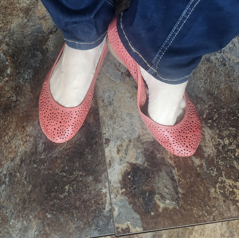Clarks Pink Perforated Flats